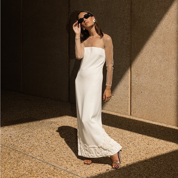 Antonio Melani x Elizabeth Damrich Babe Mesh Crepe Soutache Full Length Dress - Picture 2 of 8